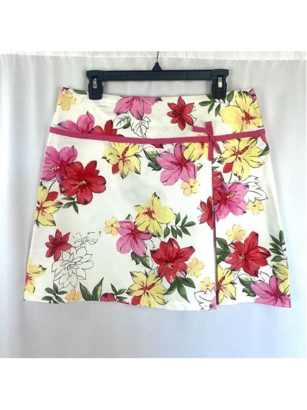 Vintage Y2K Micro Mini Skirt Women's Sz 12P Floral Short Retro Coquette Bow